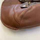 Chi Designed by Falchi Brown Leather Pebbled Shoulder Handbag