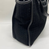 Talbots Black Flat Cordoroy Quilted Satchel Handbag