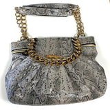 Betsey Johnson Tan-Black Leather Animal Print Satchel Handbag