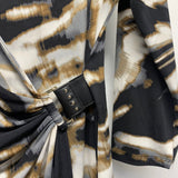Calvin Klein Size M Women's Black-Multi Pattern Faux Wrap Dress