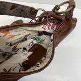 Chi Designed by Falchi Brown Leather Pebbled Shoulder Handbag