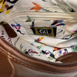 Chi Designed by Falchi Brown Leather Pebbled Shoulder Handbag