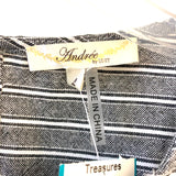 Andree Size L Women's Gray- White Stripe Short Sleeve Top