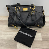 Dolce & Gabbana Black Leather Pebbled Handbag
