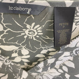 Liz Claiborne Women's Size M Gray-White Floral Empire Waist Blouse