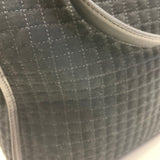 Talbots Black Flat Cordoroy Quilted Satchel Handbag