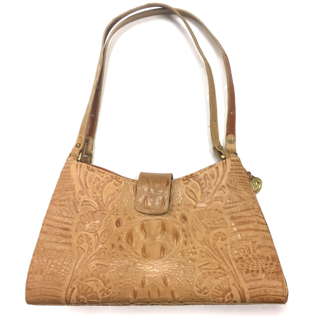 Brahmin Beige Leather Embossed Handbag – Treasures Upscale Consignment