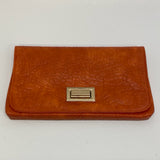 Shiraleah Orange Pebbled Faux Leather Clutch