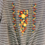 Andree Size L Women's Gray- White Stripe Short Sleeve Top