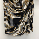 Calvin Klein Size M Women's Black-Multi Pattern Faux Wrap Dress