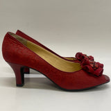 Alex Marie Size 6 Women's Red Embossed Open Toe Shoes