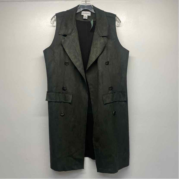 Peck & Peck Women's Size L Green Solid Maxi Cardigan Vest