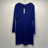 Arianna By Howards Size M-L Women's Blue Solid Long Sleeve Dress