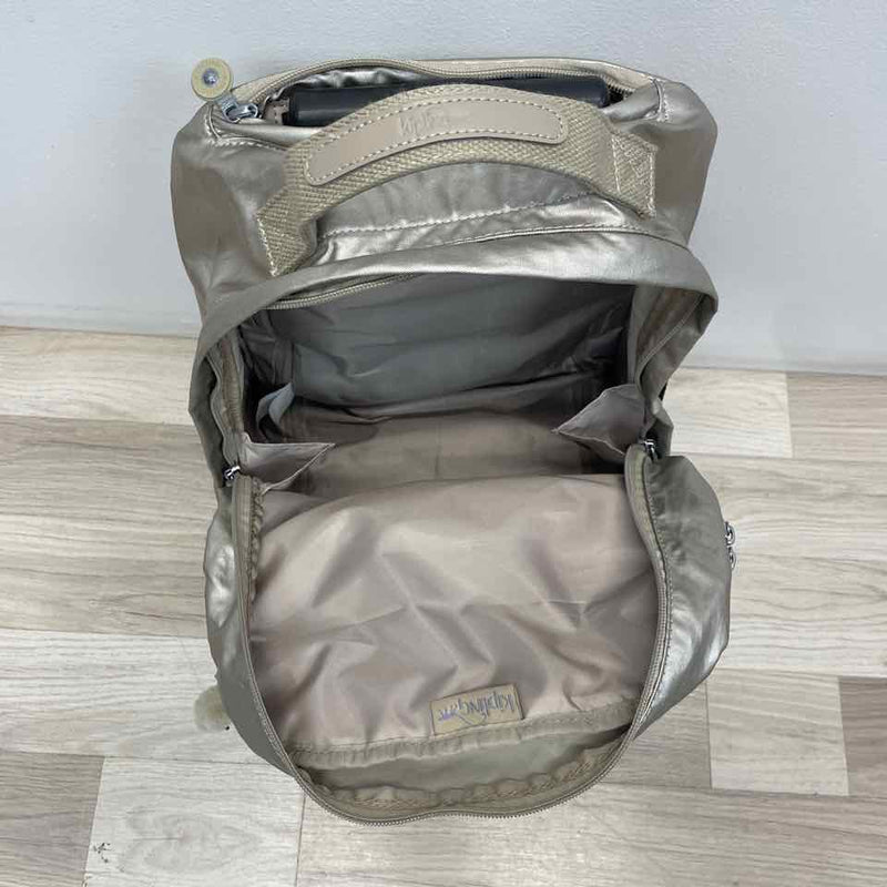 Kipling Gold Fabric Shimmer Backpack