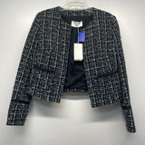 Hugo Boss Women's Size M Black-White Tweed Open Front Jacket