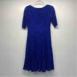Adrianna Papell Size 4-S Women's Blue Solid Fit And Flare Dress