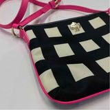 Kate Spade Black-White Fabric Geometrical Crossbody Handbag