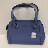 Coach Blue Solid Leather Satchel Handbag