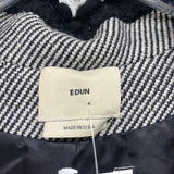 Edun Women's Size L Black-White Stripe Maxi-Button Down Coat