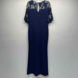 Aidan By Aidan Mattox Size 8-M Women's Navy-Silver Beaded Maxi Dress