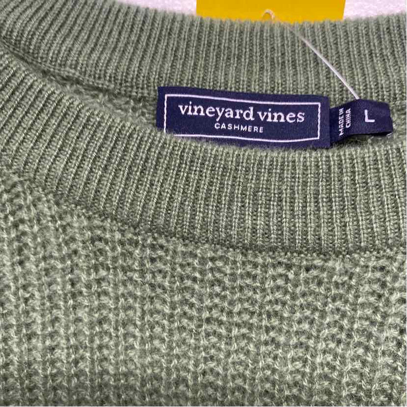 Vineyard Vines Size L Women's Green Solid Pullover Sweater