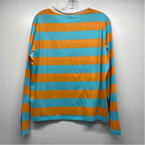 Kule Size L Women's Blue-Orange Stripe Polo Long Sleeve Top