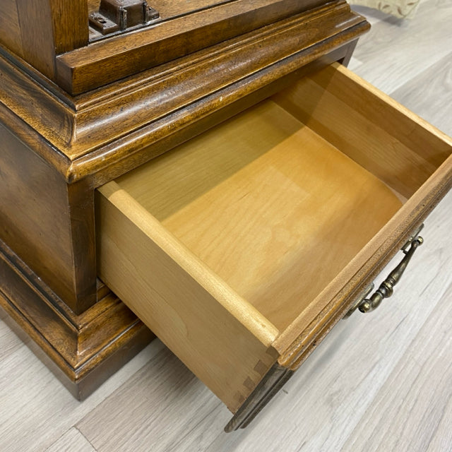Ethan Allen Brown Wood-Glass Curio Cabinet