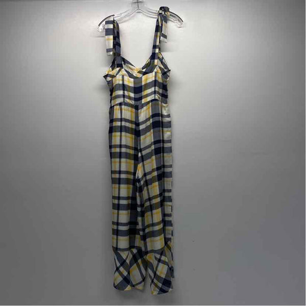 Moon River Size M Women's Navy-Multicolor Plaid Pants Jumpsuit