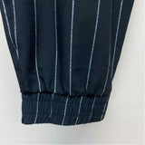 Albion Size M- (6-8) Women's Navy-White Pinstripe Jogger Pants