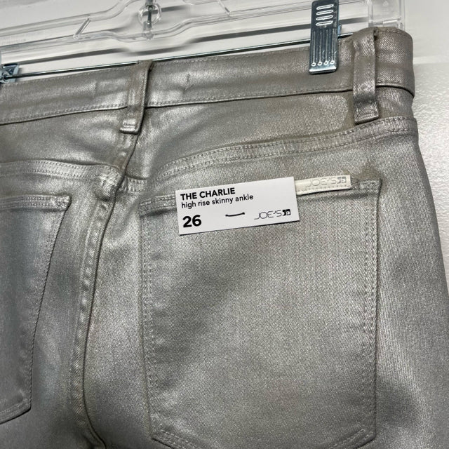 Joe's Size 26-0 Women's Silver Shimmer High Rise Skinny Ankle Jeans