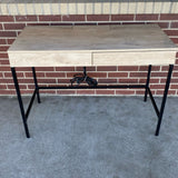 Light Brown Wood-Metal 2 Drawer Desk