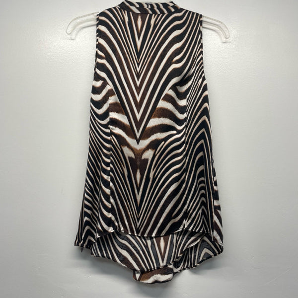 Classiques Entier Size S Women's Brown-White Animal Print Sleeveless Top