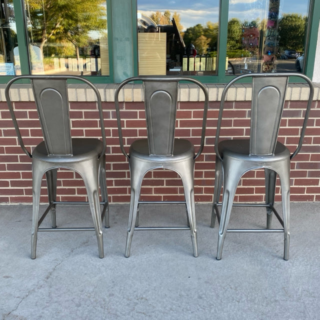 Restoration Hardware Industrial Gray Metal Stool