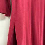 Soft Surroundings Size L Women's Red Solid Maxi-Long Sleeve Dress