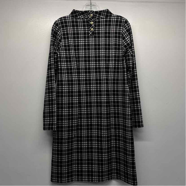 Talbots Size XS Women's Black-White Plaid Mock Neck Dress