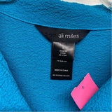 Ali Miles Size XL-L Women's Aqua Solid Button Up Shirt