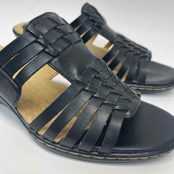 Softspots Size 8.5 Women's Black Solid Slip On Sandals