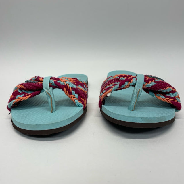 Havaianas Size 7-8 Women's Aqua-Multicolor Flip Flop Sandals