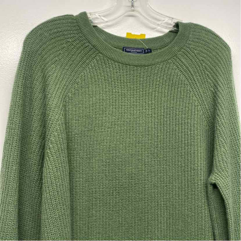 Vineyard Vines Size L Women's Green Solid Pullover Sweater