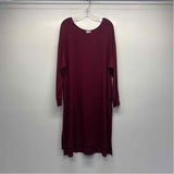 Encircled Size Xl Women's Burgundy Solid Long Sleeve Shift Dress
