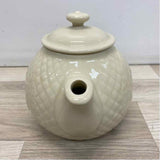 Longaberger Collectors Club Ivory Ceramic Teapot in Quilt Pattern