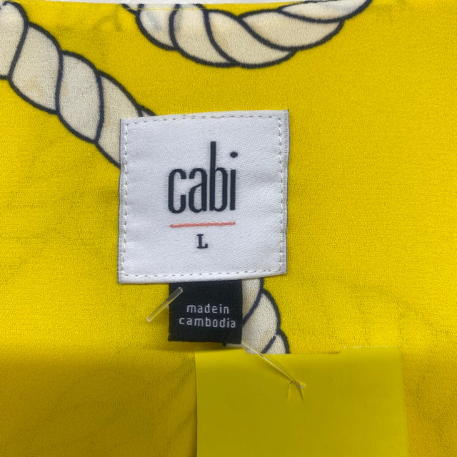 Cabi Size L Women's Yellow-Multicolor Nautical Peplum Blouse