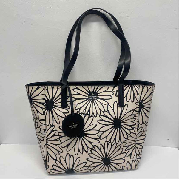 Kate Spade Black-Tan Floral Tote Handbag