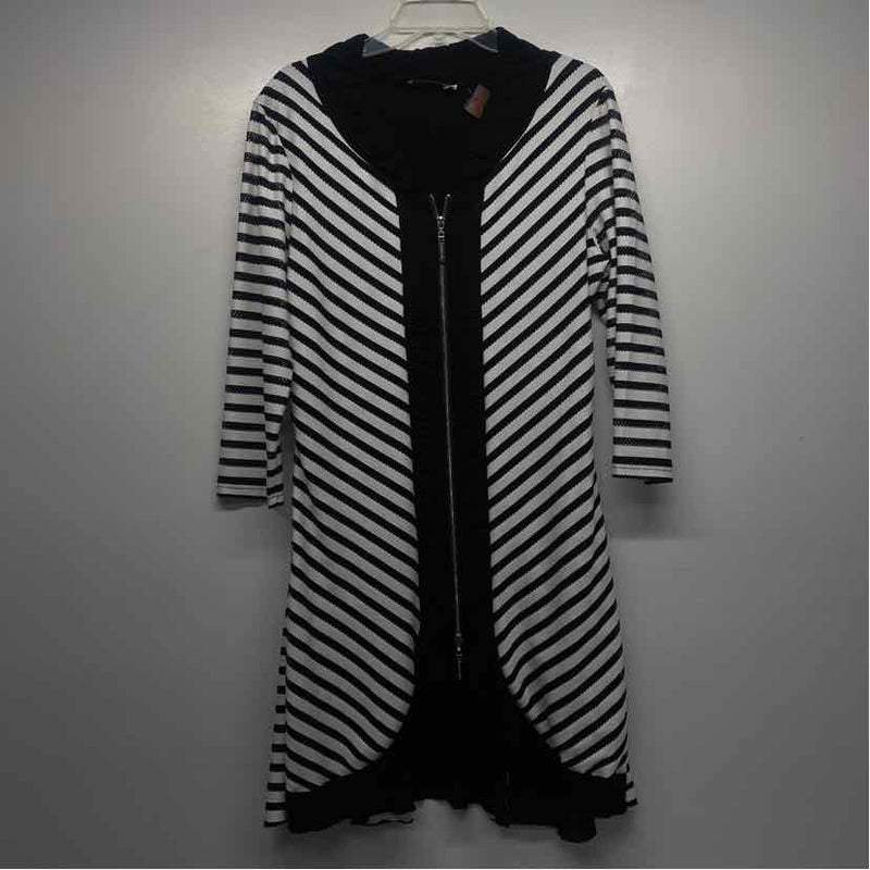 Dzhavael Size M-L Women's White-Black Cut Out Zip Up Dress