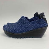 Bernie Mev Size 38-7.5 Women's Blue Woven Clog Shoes