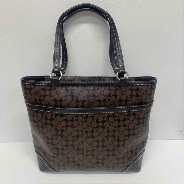 Coach Brown Monogram Leather Shoulder Handbag