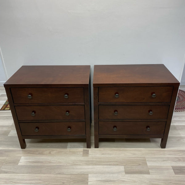 Brown Wood 3 Drawer Nightstand