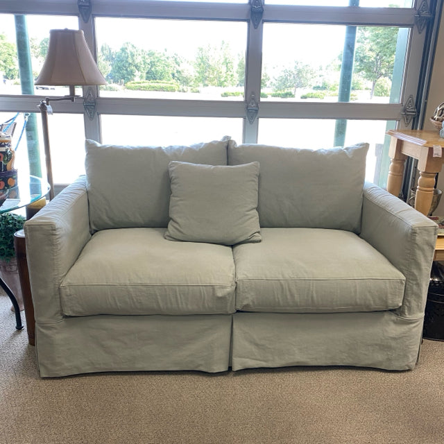 Crate and Barrel  Sofa with Green Slipcovered
