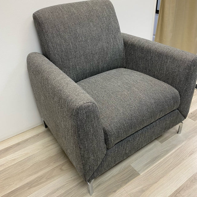 Gray Fabric Tweed Arm Chair