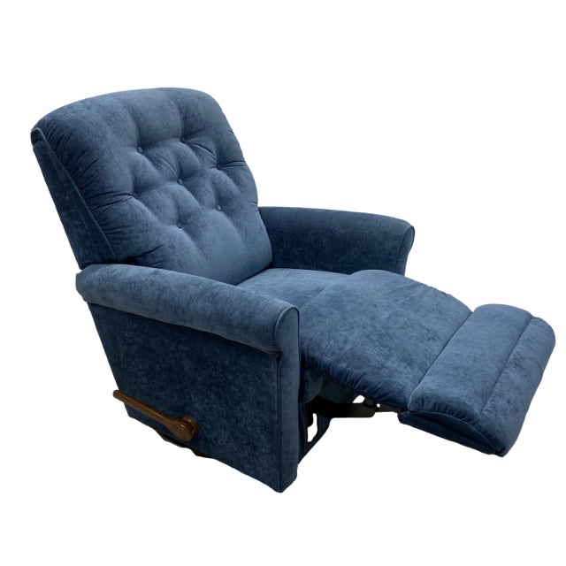 Lazy Boy Swivel Recliner Solid Blue Fabric Chair